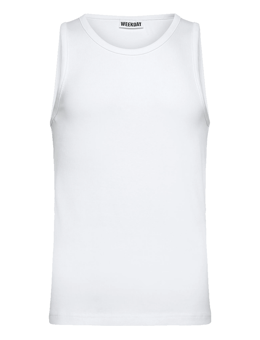 Weekday - Classic Ribbed Tank Top - varrukateta särgid - white - 0