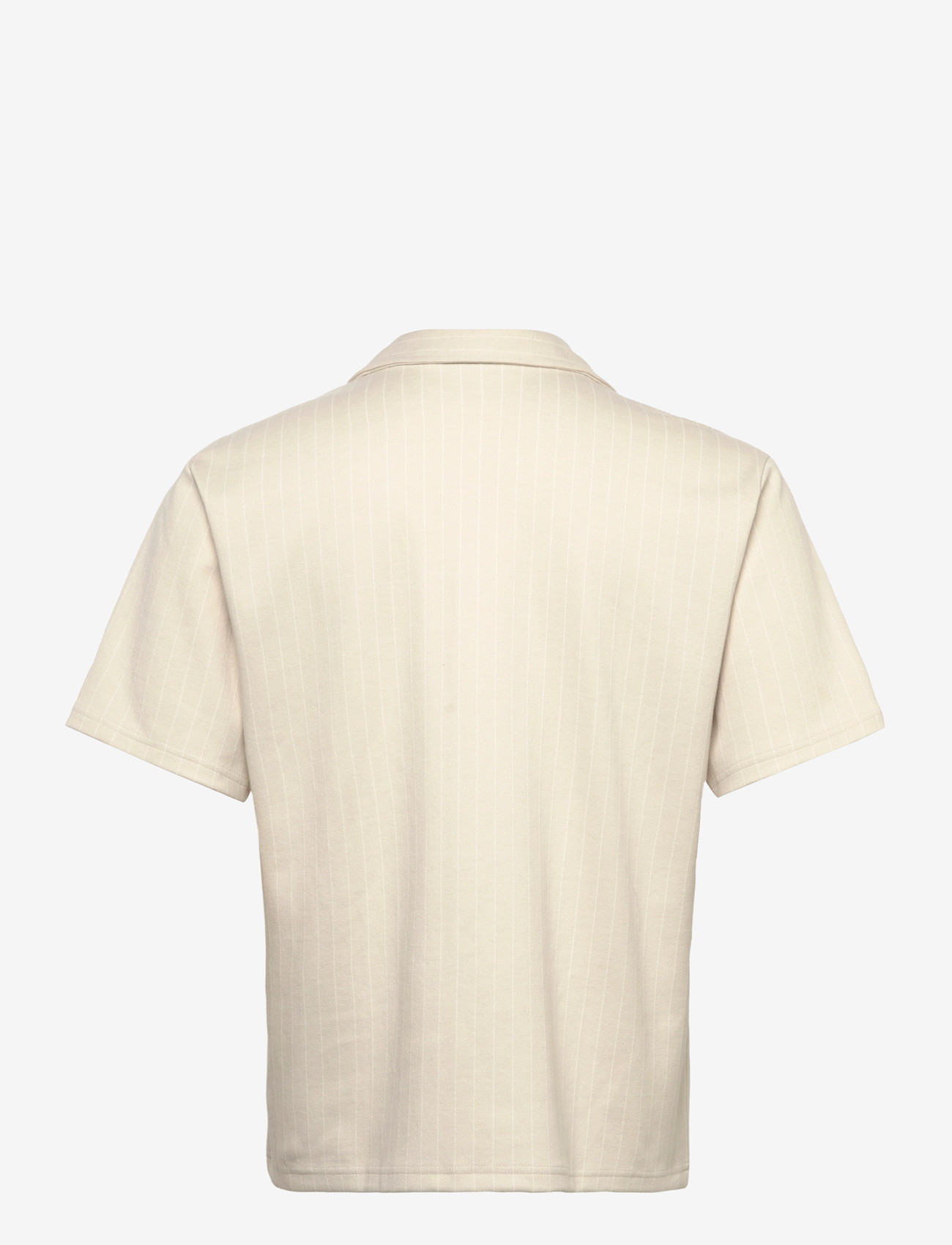 Weekday - Textured Short-Sleeved Resort Shirt - gestreifte hemden - beige pinstripe - 1