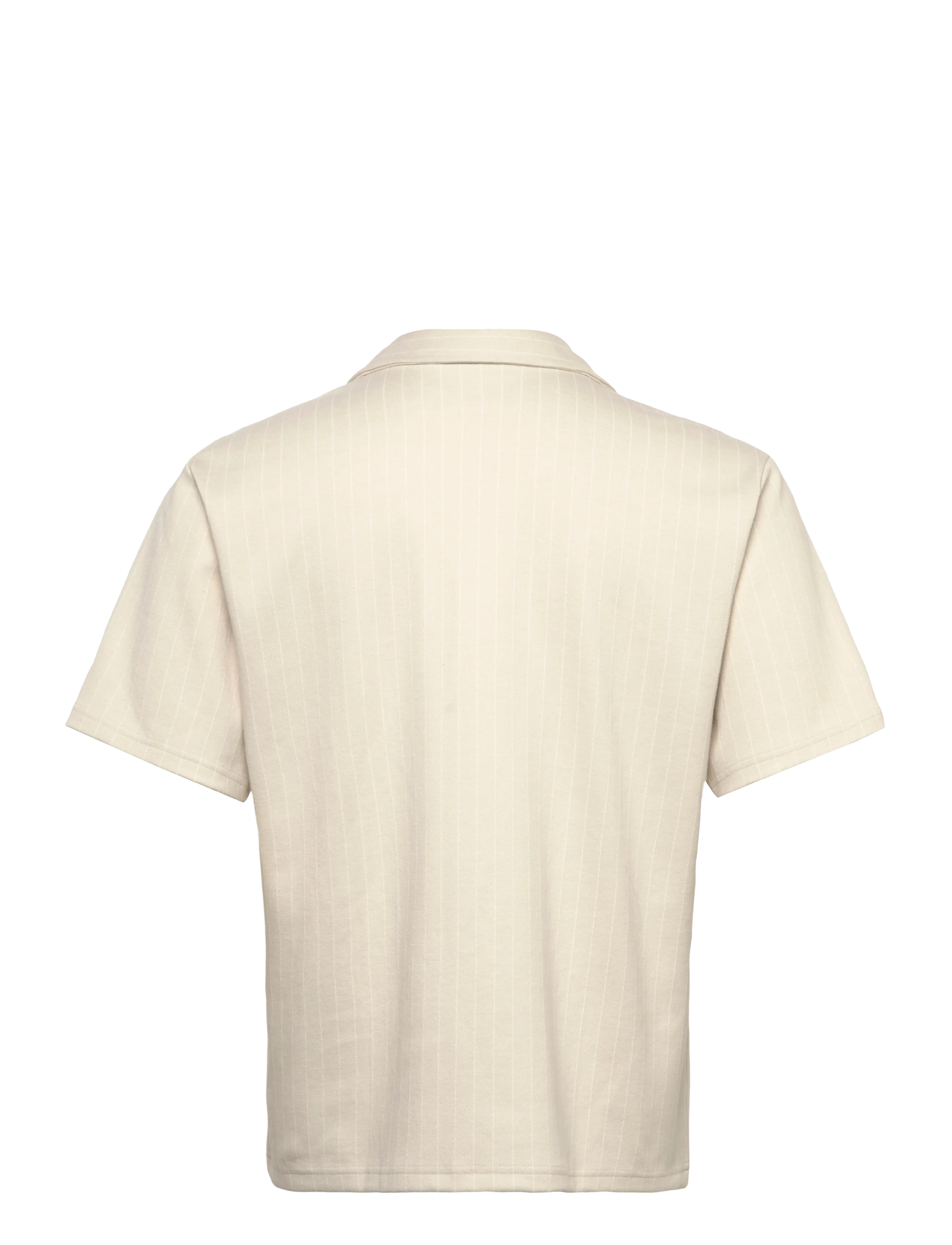 Weekday - Textured Short-Sleeved Resort Shirt - triibulised särgid - beige pinstripe - 1