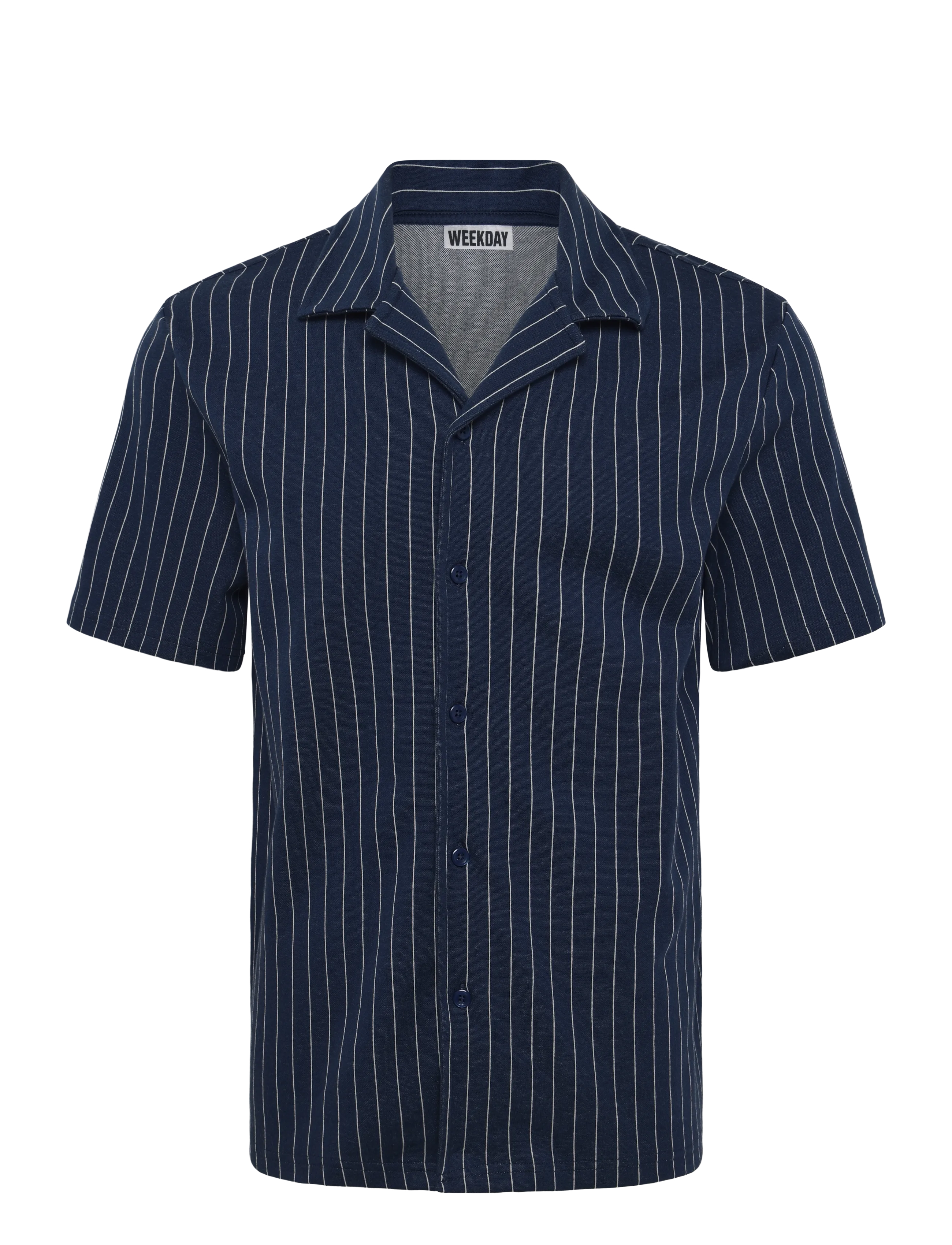 Weekday Textured Short-Sleeved Resort Shirt, M, Shirts, Marineblau - Casual Männerswear