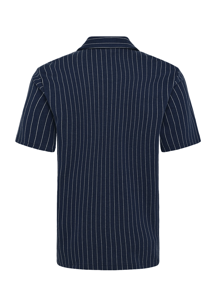 Weekday - Textured Short-Sleeved Resort Shirt - gestreifte hemden - navy pinstripe - 1