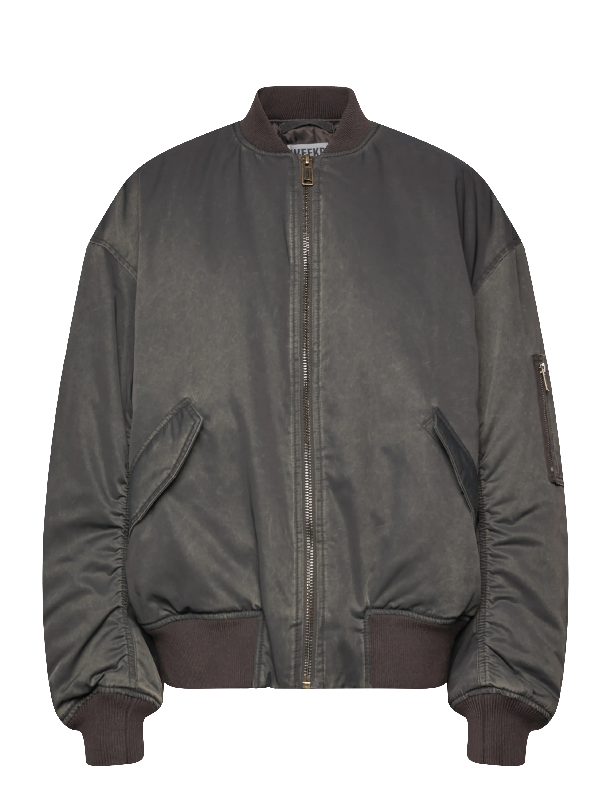 Weekday Oversized Twill Bomber Jacket, M, Jackets, Grau - Bomber, Frauen