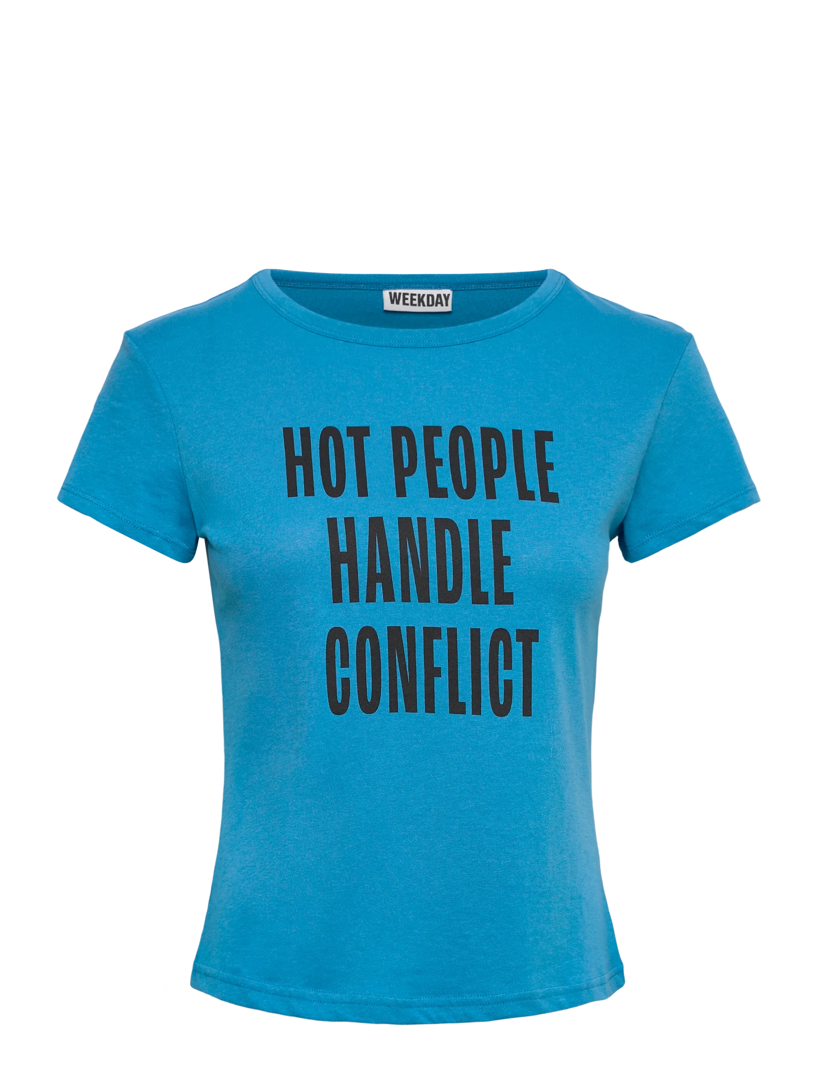 Weekday Boxy Printed Short-Sleeved T-shirt - Weekday - BLUE W TEXT / blue