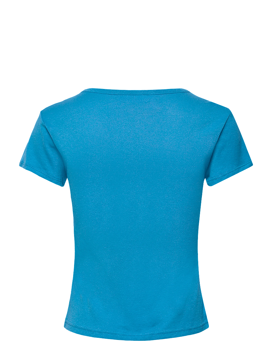 Weekday - Boxy Printed Short-Sleeved T-shirt - t-särgid - blue w text - 1