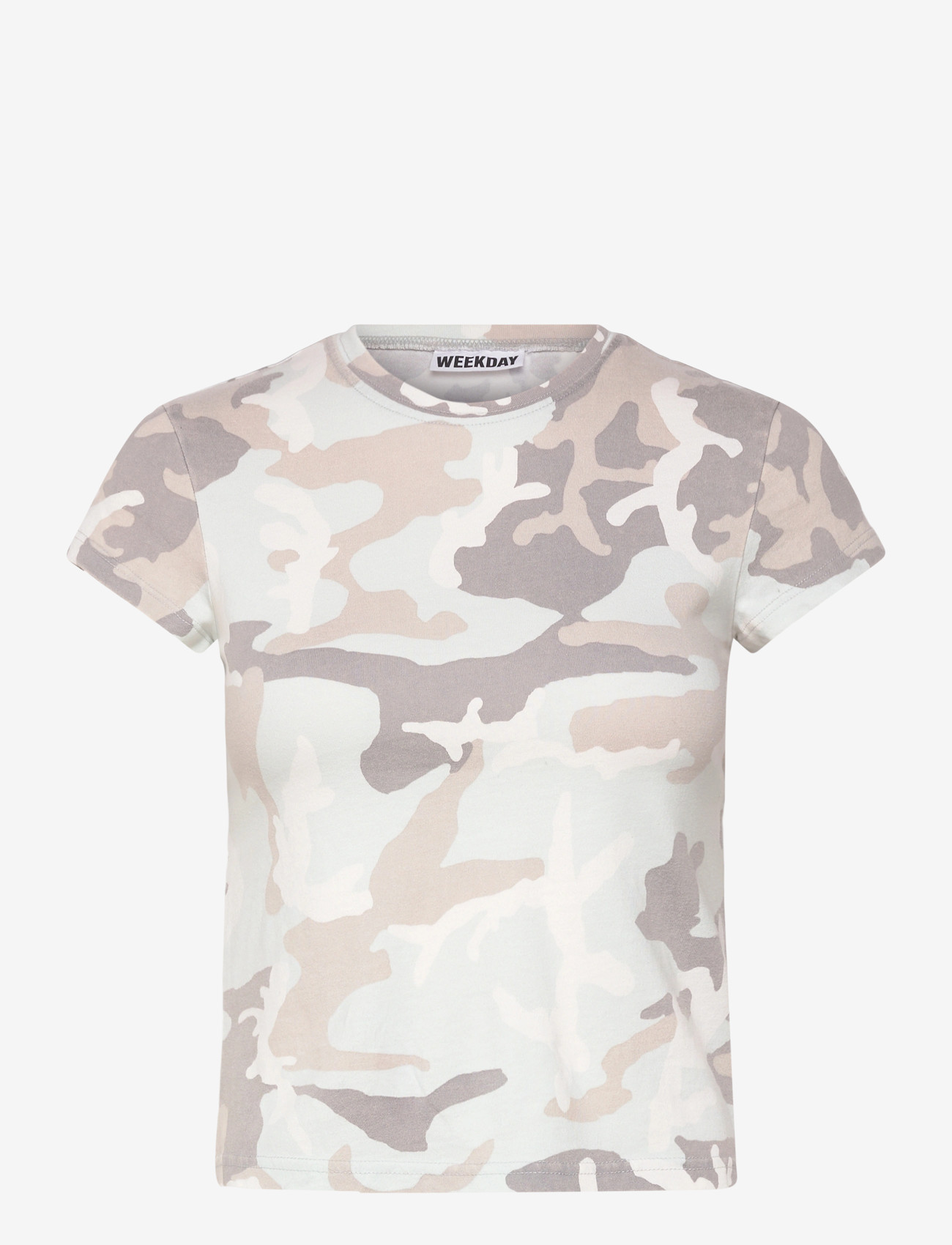 Weekday - Boxy Printed Short-Sleeved T-shirt - t-shirts - camo aop - 0