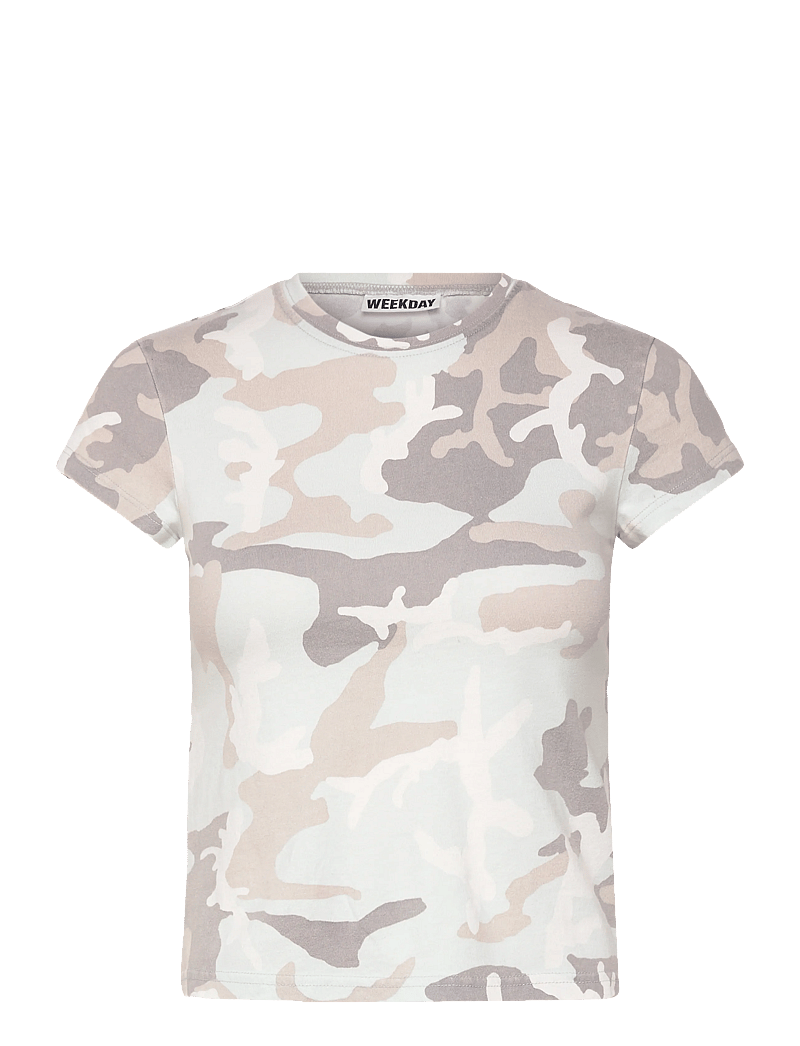 Weekday - Boxy Printed Short-Sleeved T-shirt - t-shirts - camo aop - 0