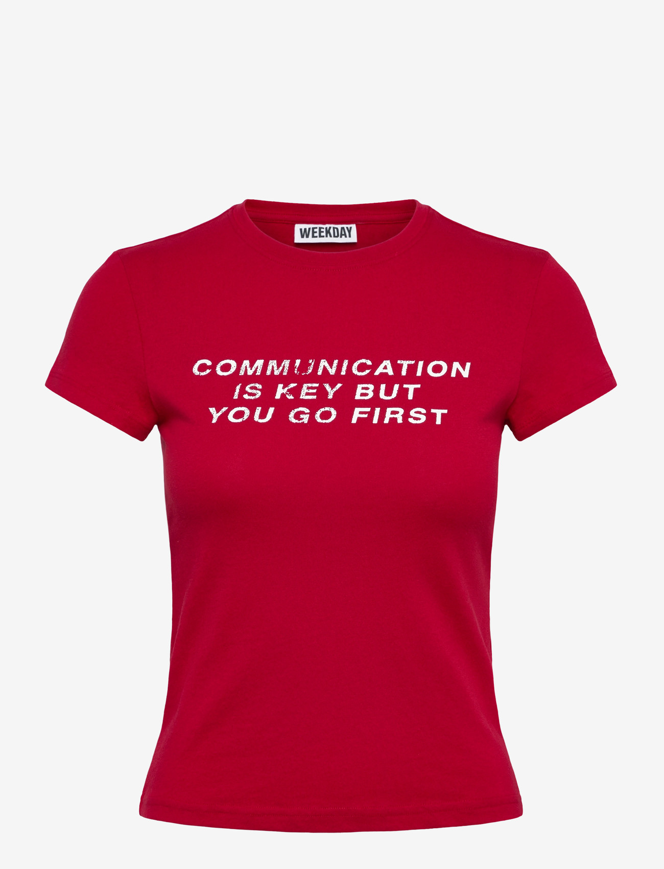 Weekday - Boxy Printed Short-Sleeved T-shirt - t-shirts - red - 0