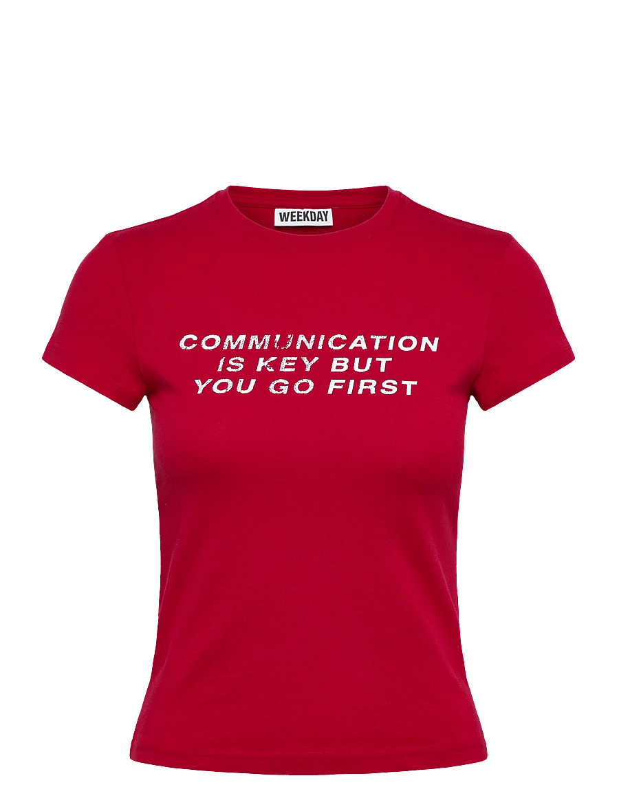 Weekday - Boxy Printed Short-Sleeved T-shirt - t-särgid - red - 0