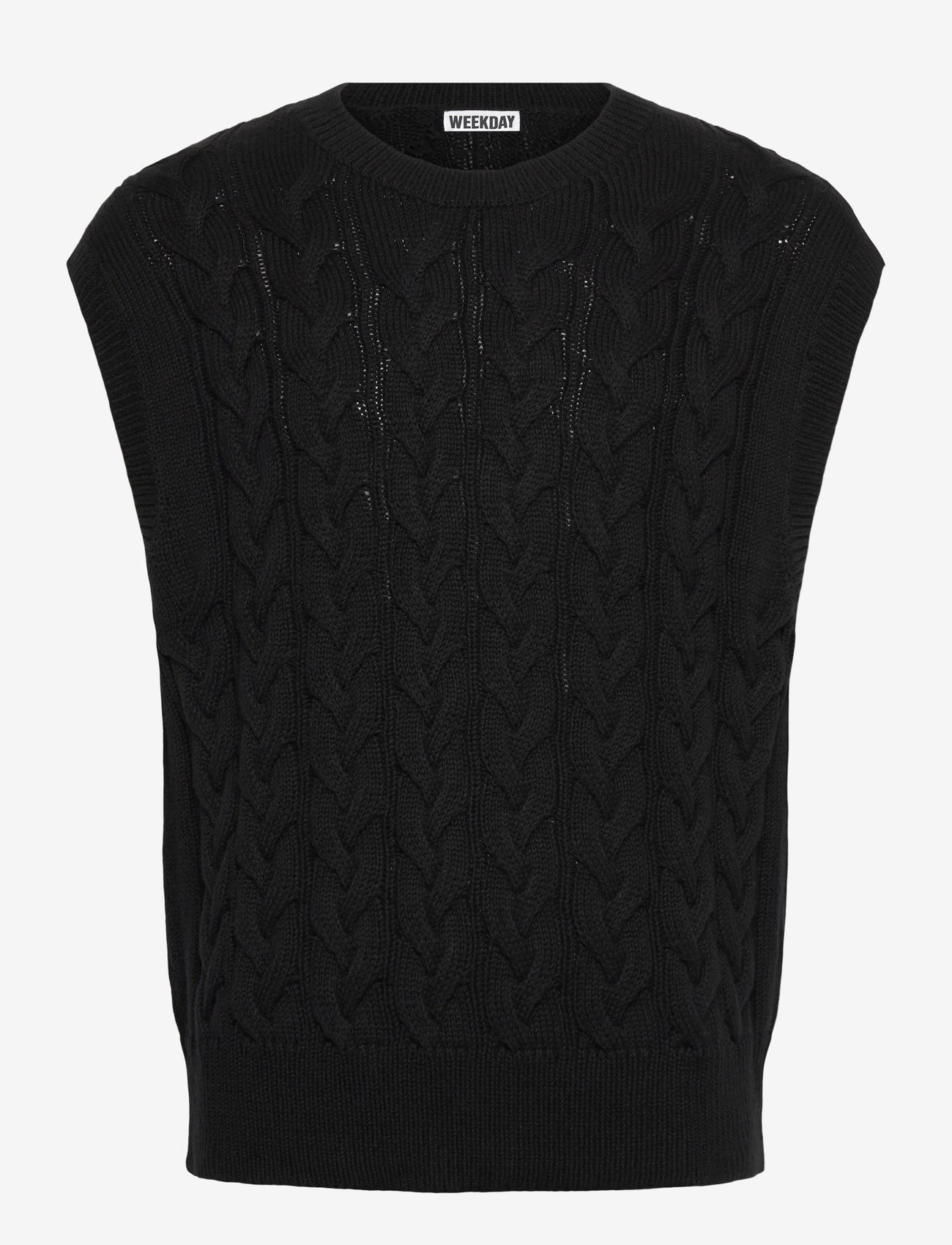 Weekday - Cable Cotton Vest - stickade västar - black - 0