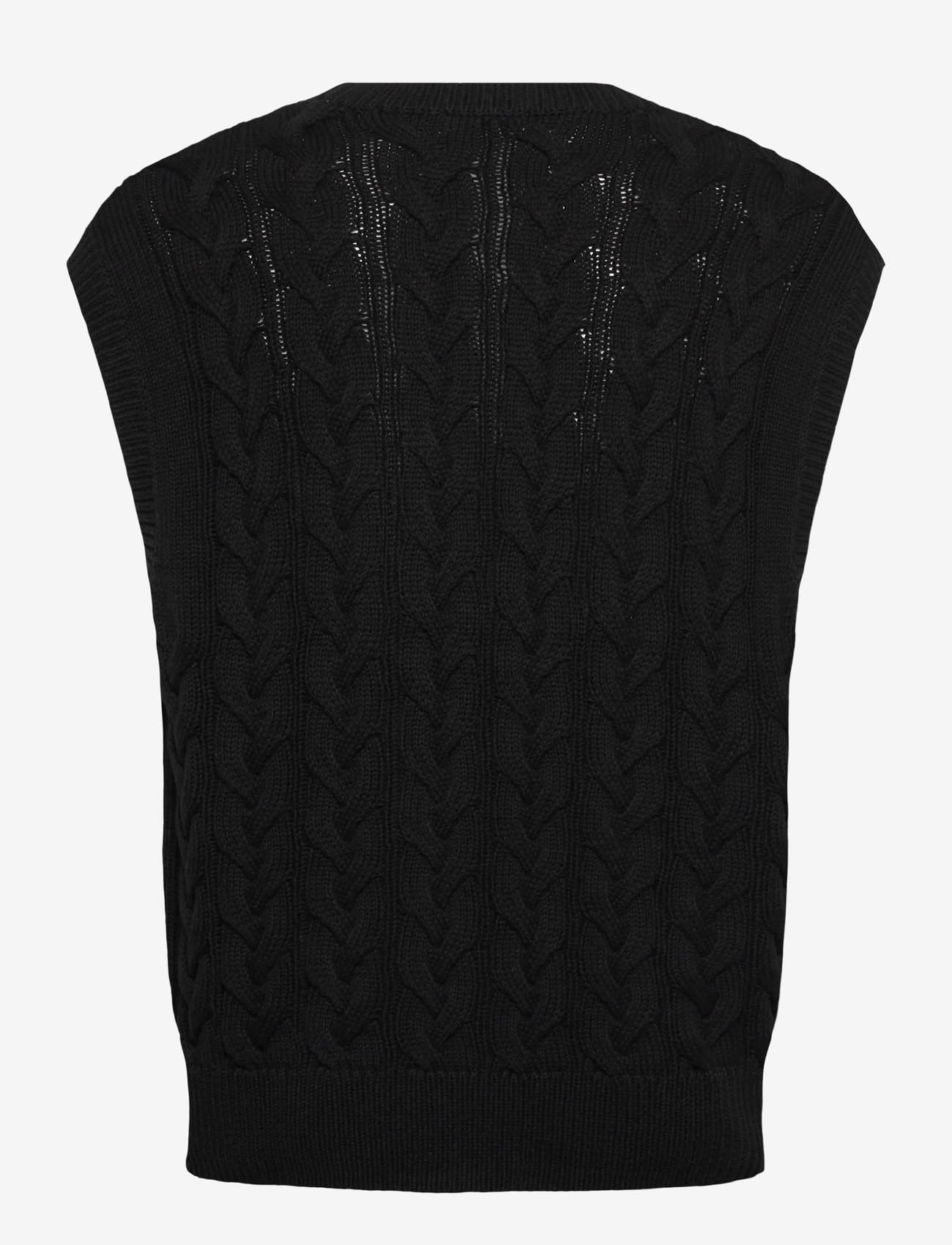 Weekday - Cable Cotton Vest - stickade västar - black - 1
