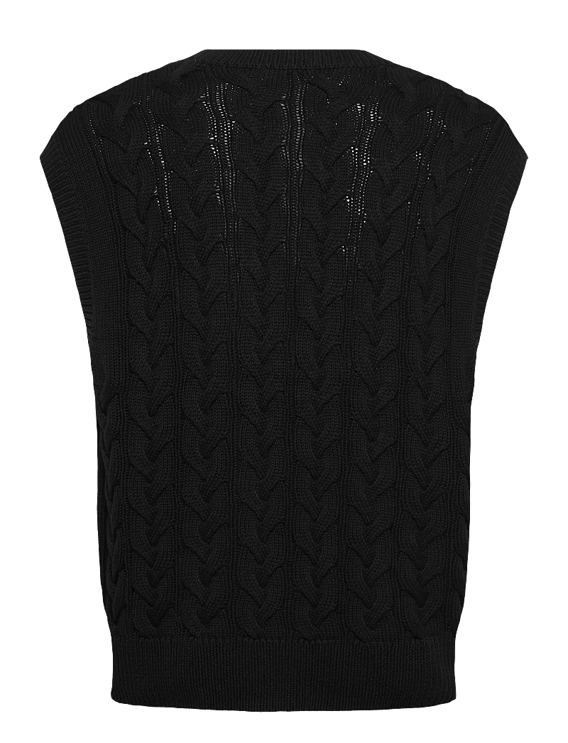 Weekday - Cable Cotton Vest - stickade västar - black - 1
