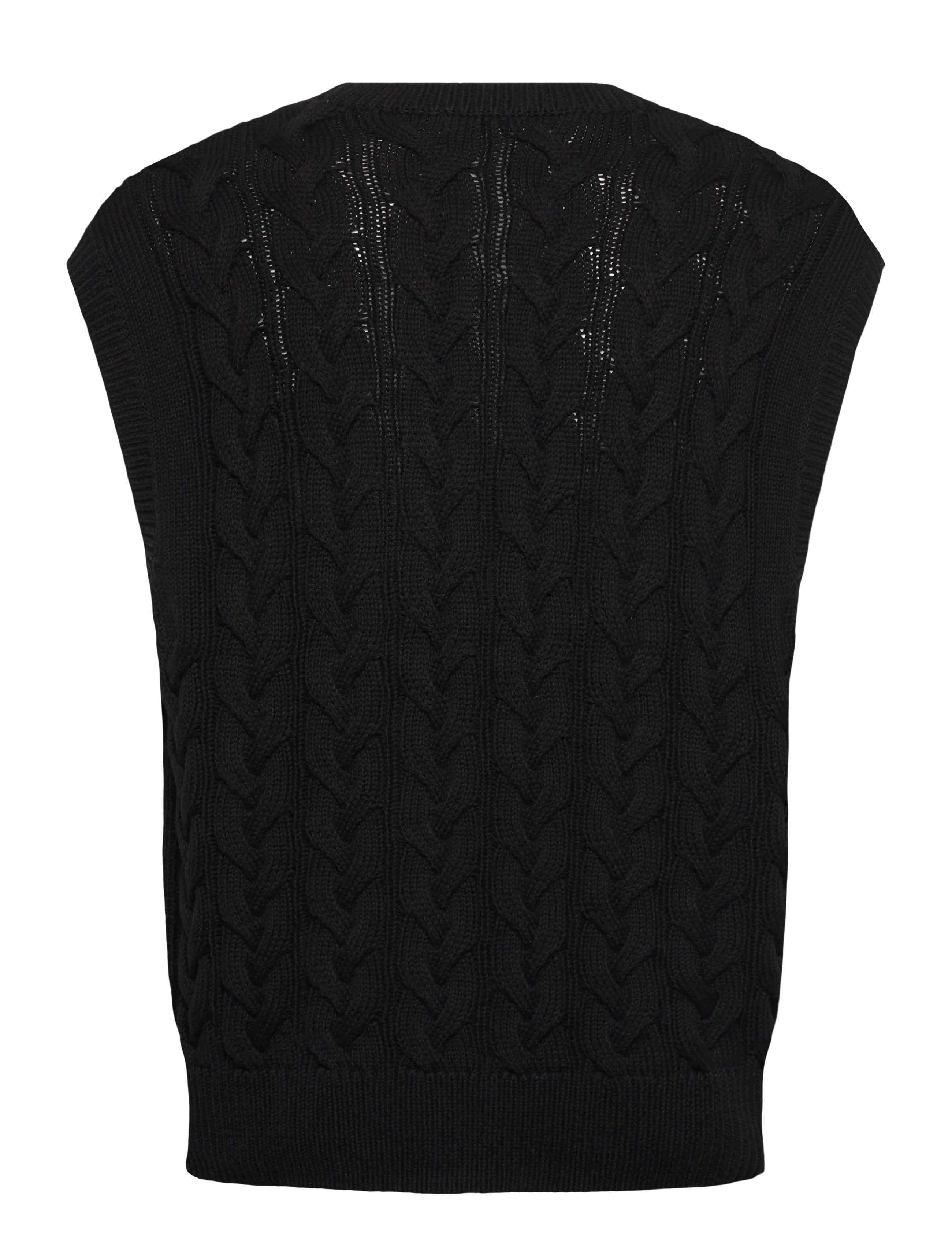 Weekday - Cable Cotton Vest - kootud vestid - black - 1