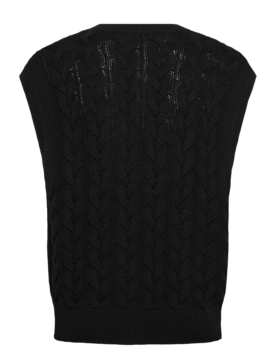 Weekday - Cable Cotton Vest - strickwesten - black - 1
