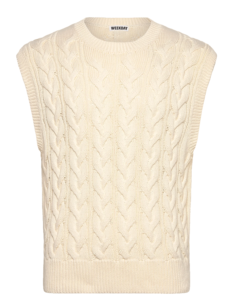 Weekday - Cable Cotton Vest - strikveste - off white - 0