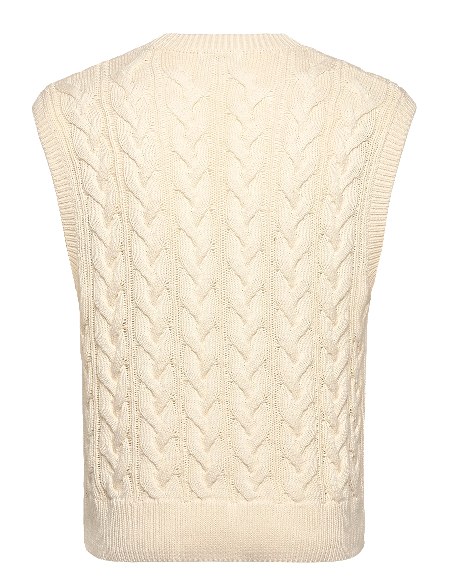 Weekday - Cable Cotton Vest - knitted vests - off white - 1