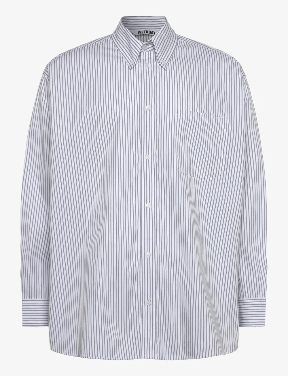 Weekday - Oversized Long Sleeve Shirt - striped shirts - blue dusty light - 0