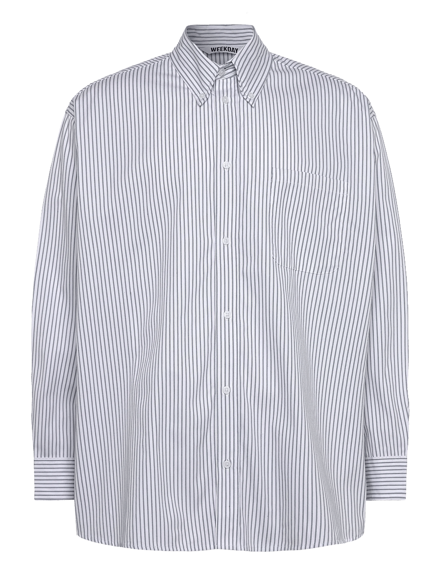 Weekday - Oversized Long Sleeve Shirt - gestreifte hemden - blue dusty light - 0