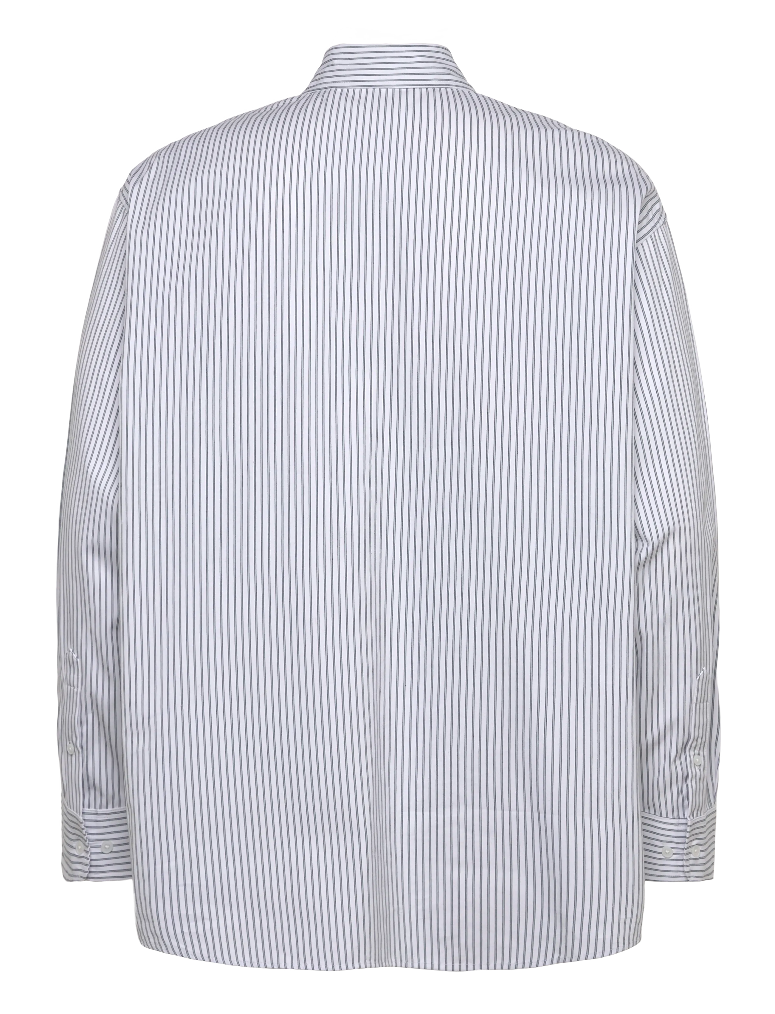 Weekday - Oversized Long Sleeve Shirt - stribede skjorter - blue dusty light - 1