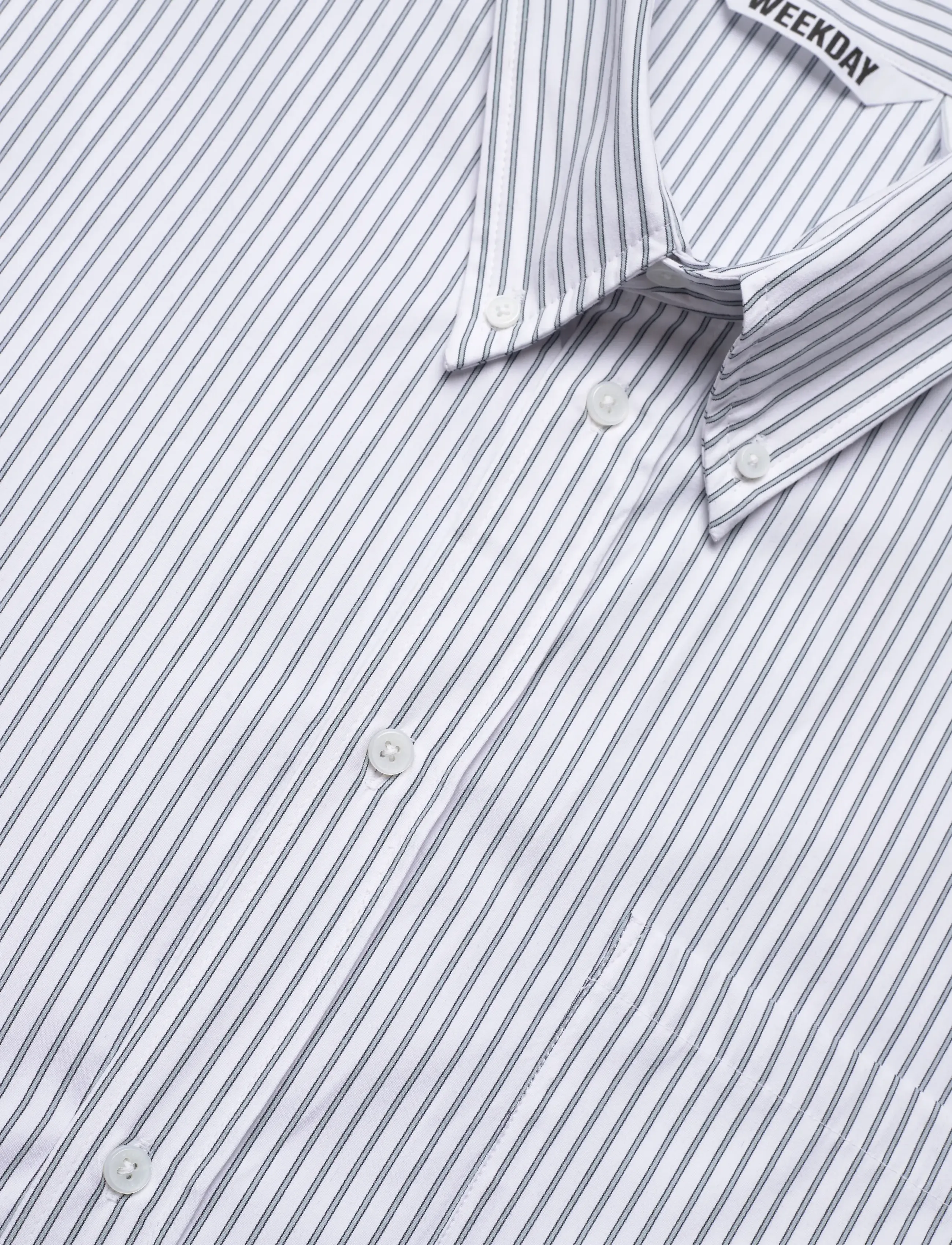 Weekday - Oversized Long Sleeve Shirt - stribede skjorter - blue dusty light - 3