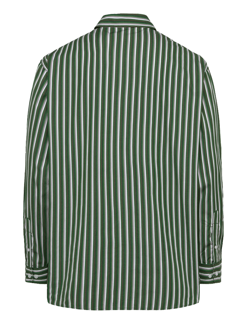 Weekday - Oversized Long Sleeve Shirt - stribede skjorter - green dark - 1