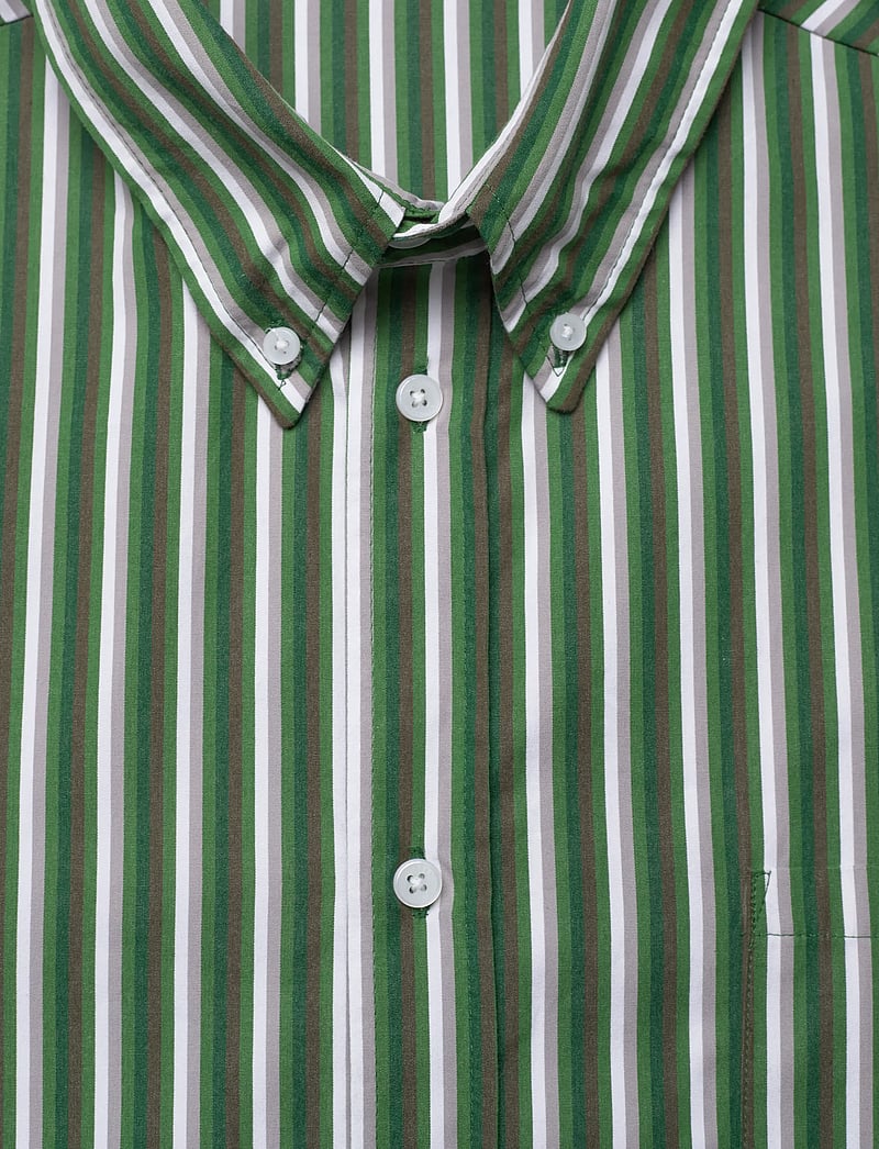 Weekday - Oversized Long Sleeve Shirt - stribede skjorter - green dark - 2