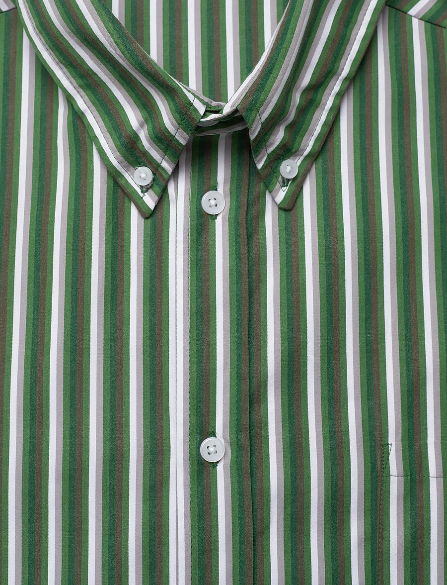Weekday - Oversized Long Sleeve Shirt - randiga skjortor - green dark - 2