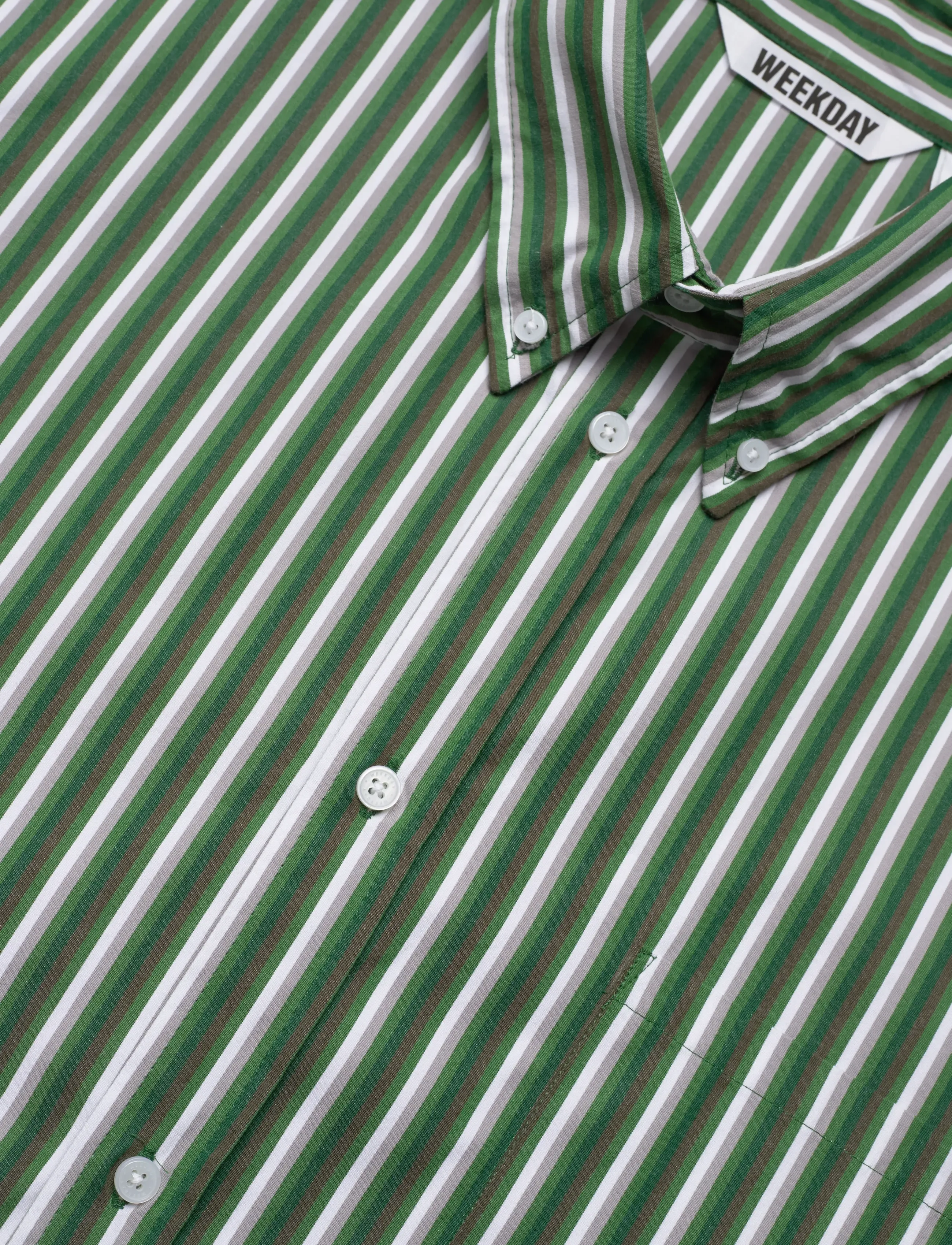 Weekday - Oversized Long Sleeve Shirt - gestreifte hemden - green dark - 3