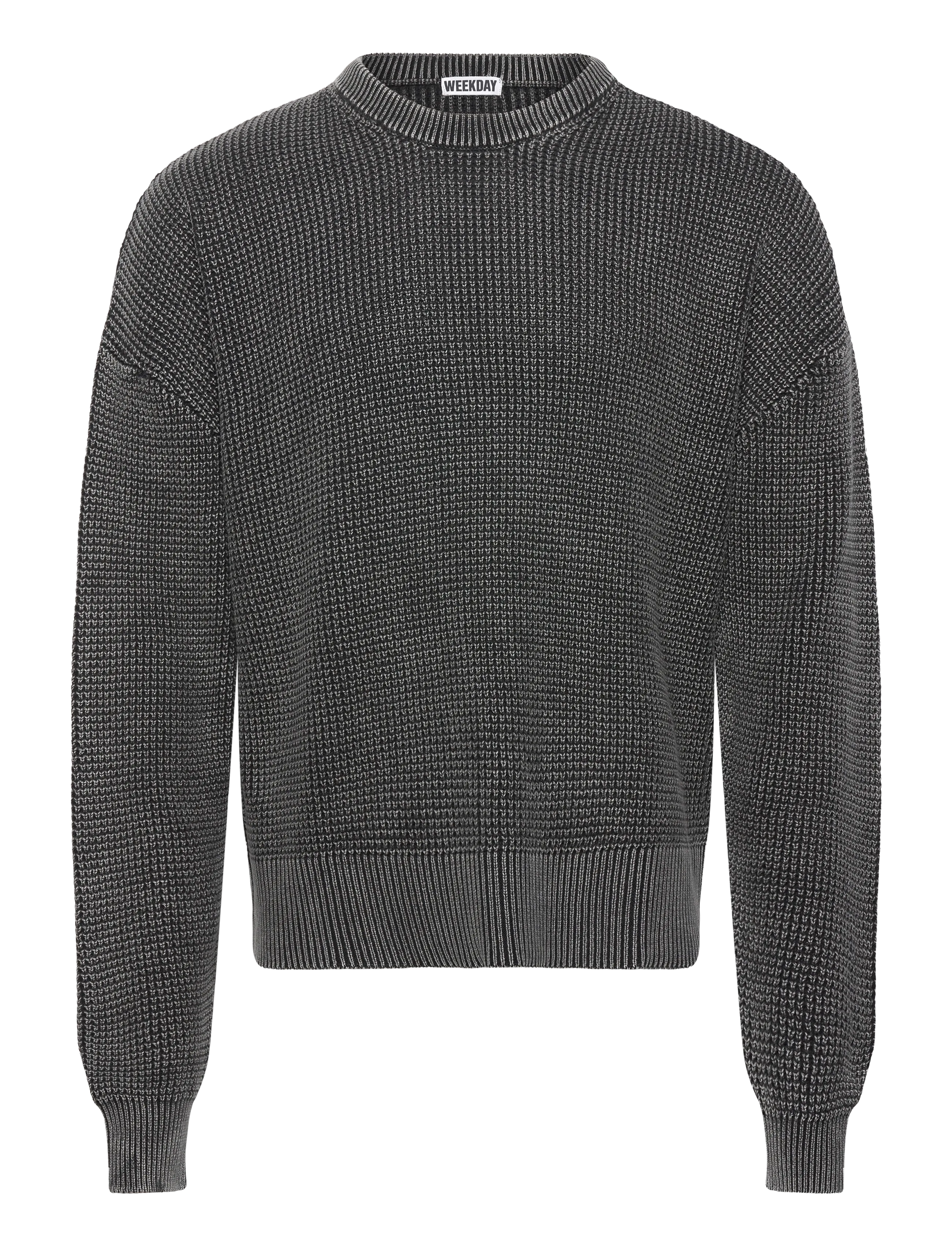 Weekday Boxy Cotton Sweater, Mænd, Boxy Vaffelstrikket Sweater, Grå, Str: S