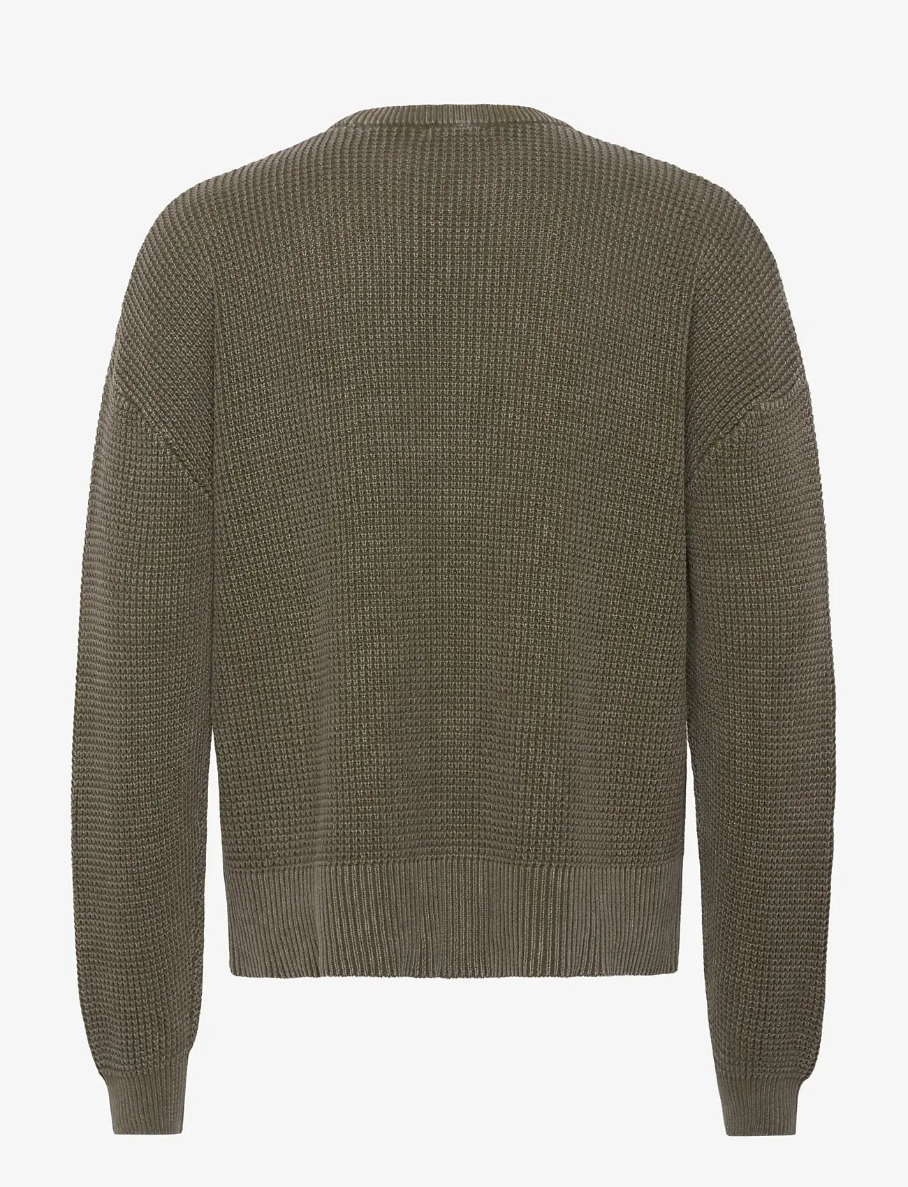 Weekday - Boxy Cotton Sweater - round necks - washed khaki - 1