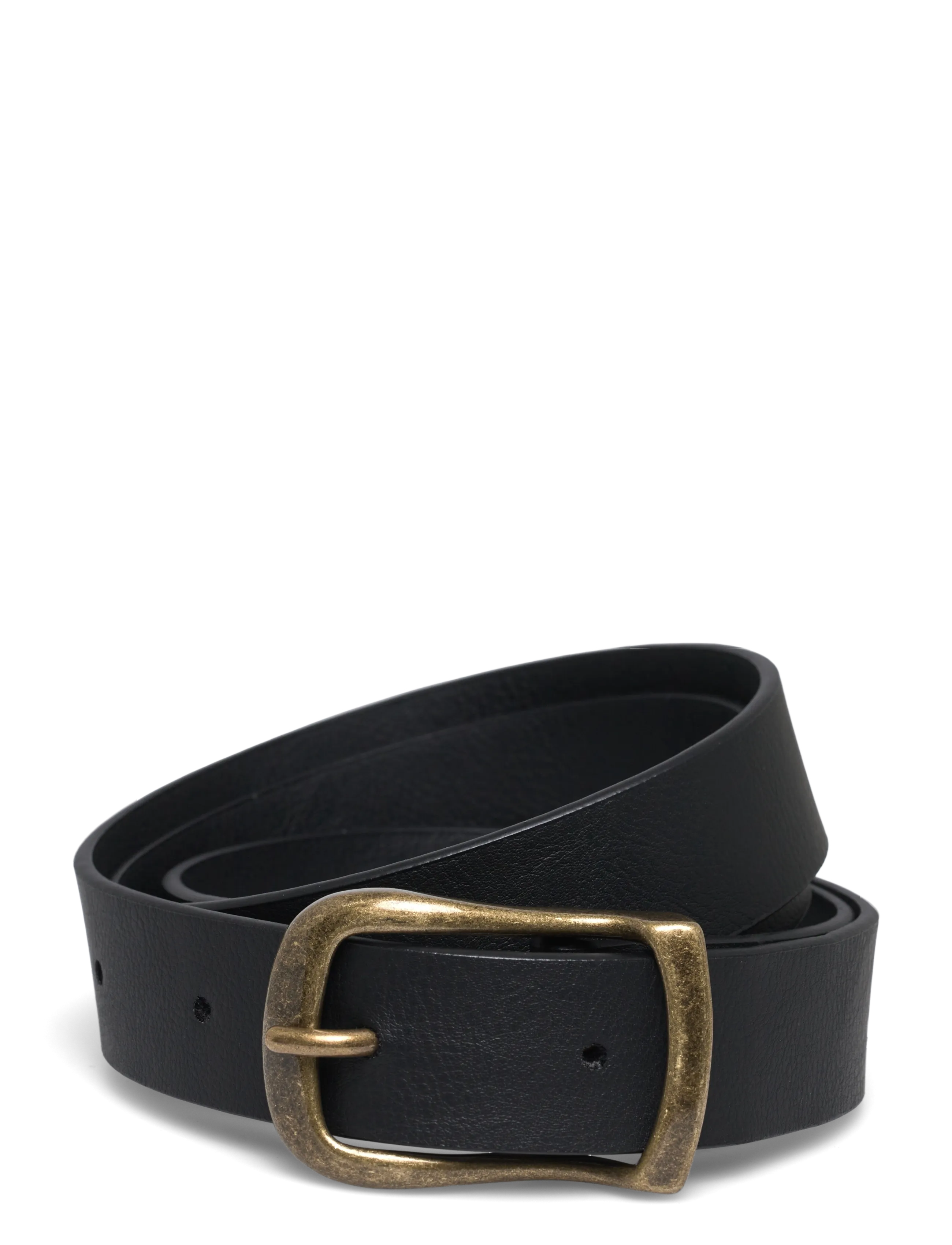 Weekday Slim Faux Leather Belt - Bælter - BLACK / black