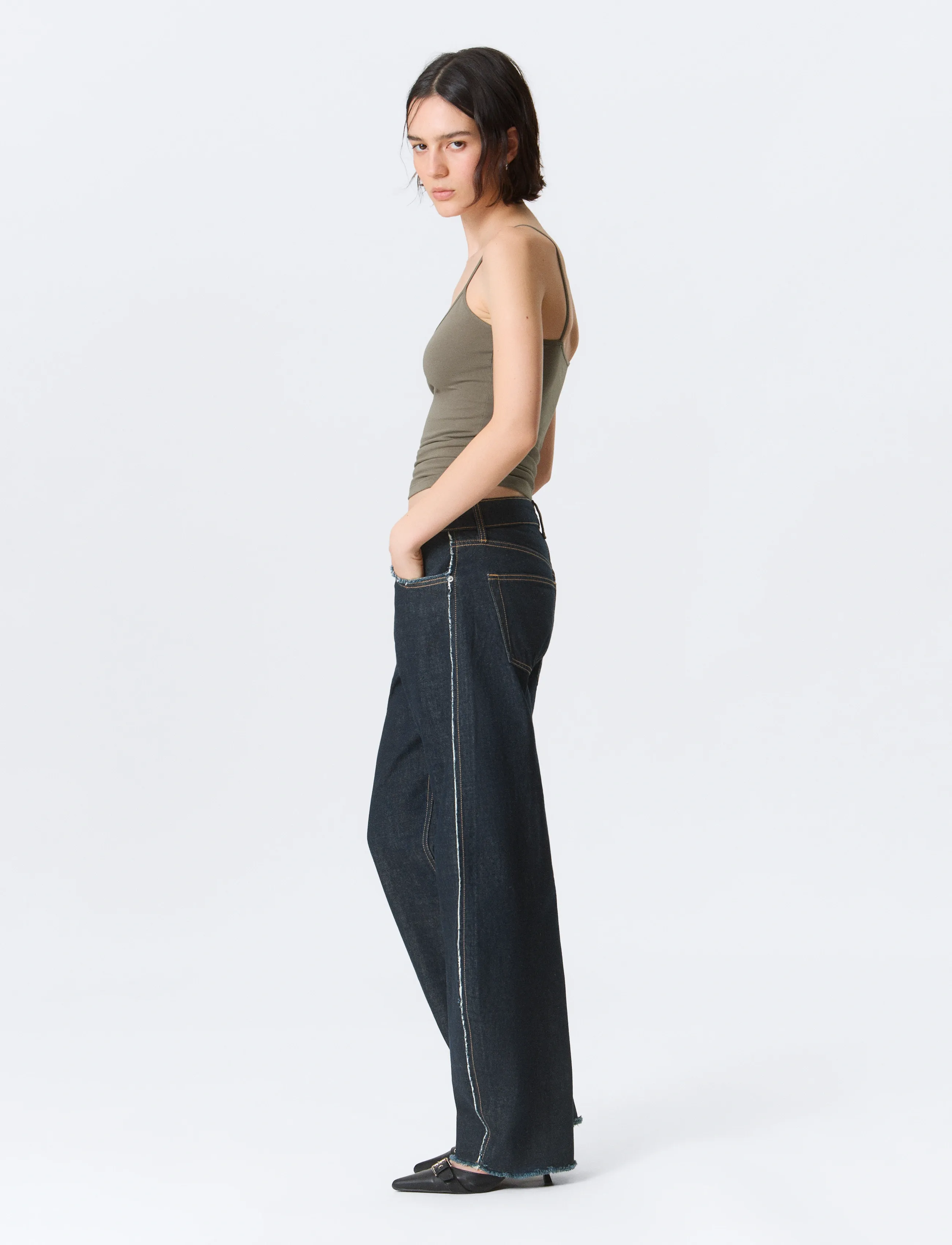Weekday Abell Mid Rise Regular Barrel Leg Jeans - Denim - BLUE RINSE / navy