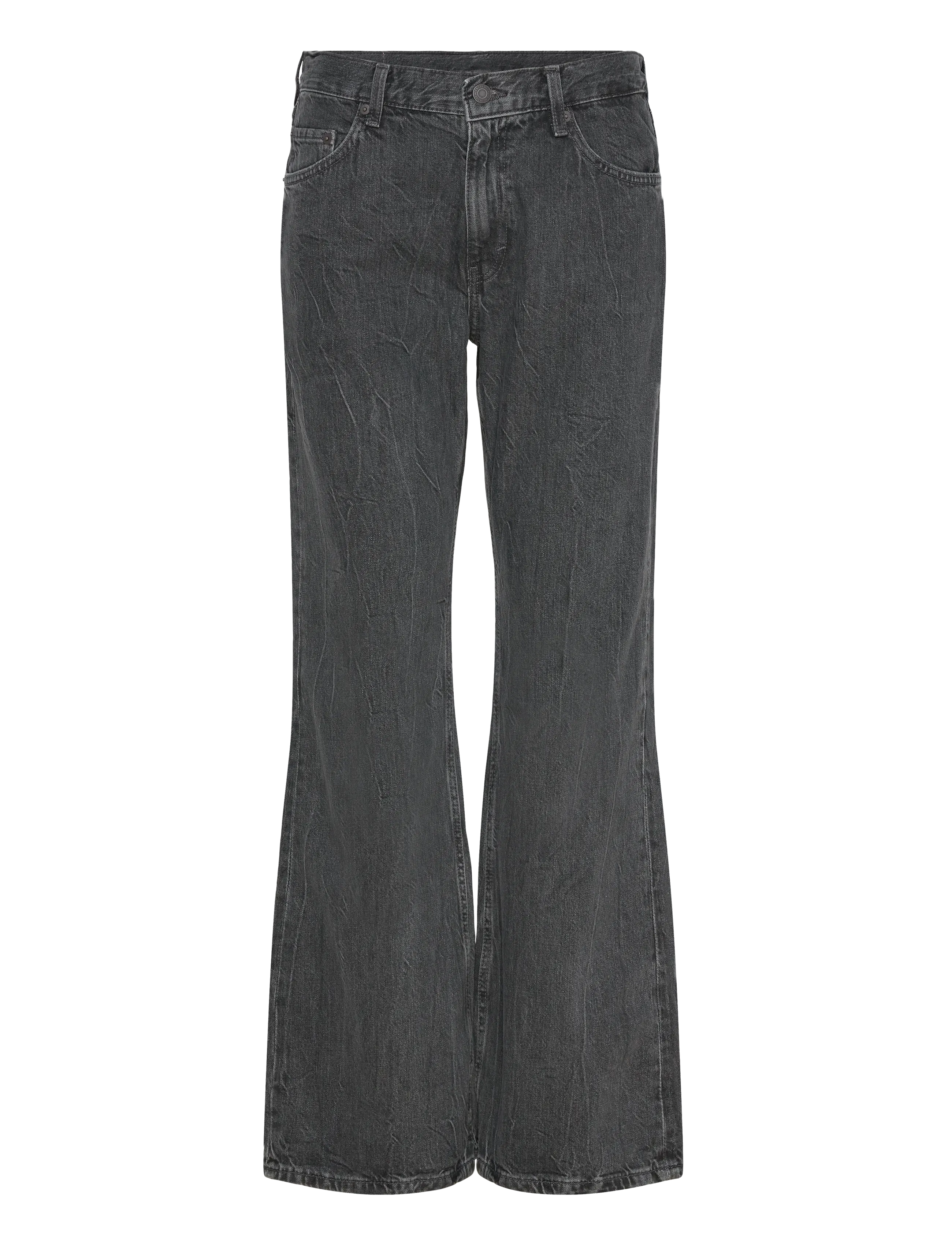 Weekday Helix Low Rise Relaxed Flared Leg Jeans - Tøj - RISSO BLACK / black