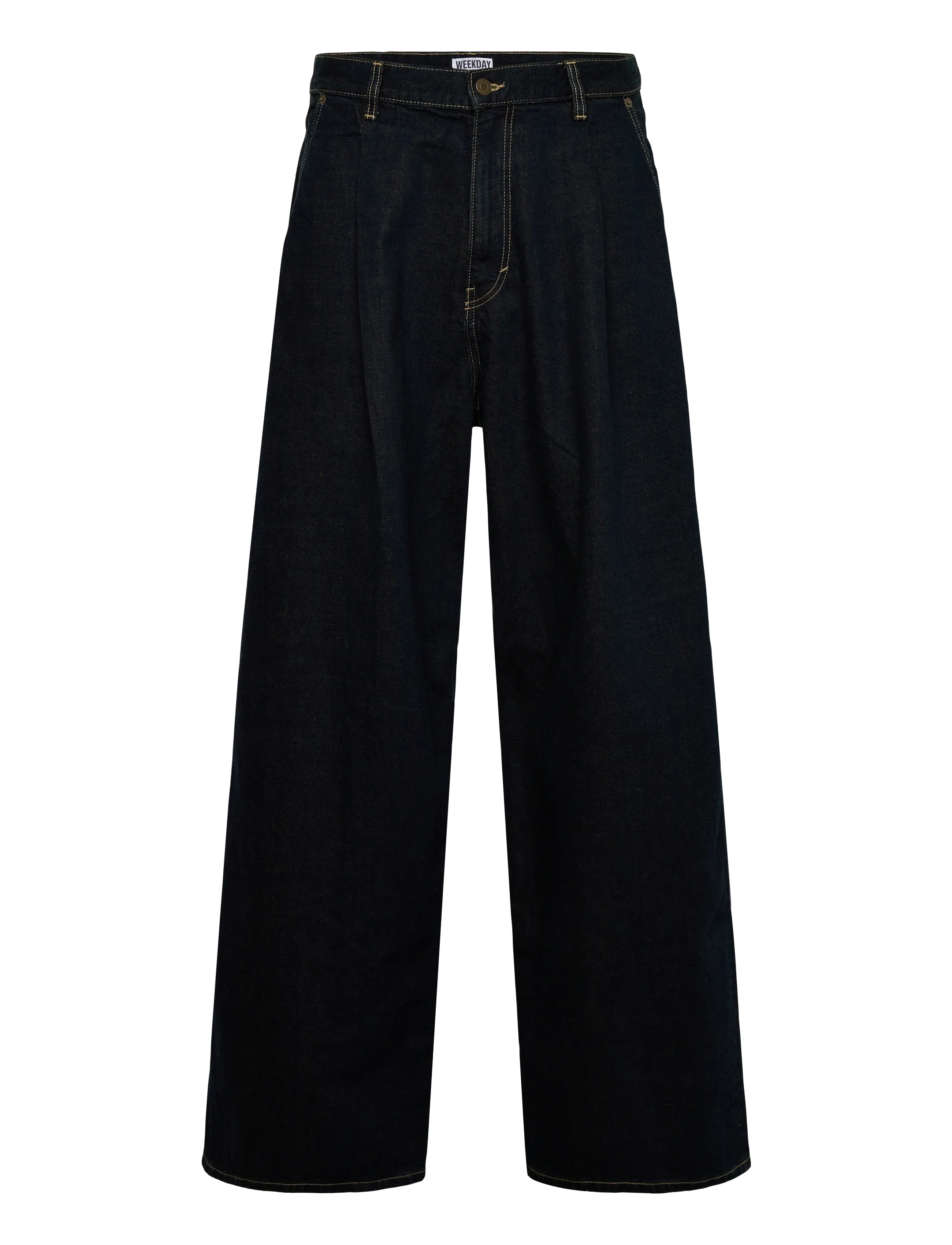 Weekday Pleated Loose Baggy Leg Jeans, Mænd, Plisserede Løse Baggy Jeans, Navy, Str: 31
