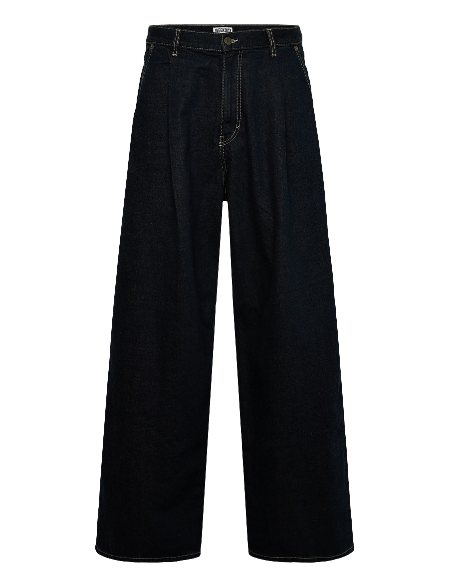 Weekday - Pleated Loose Baggy Leg Jeans - weite jeans - emerald rinse - 0