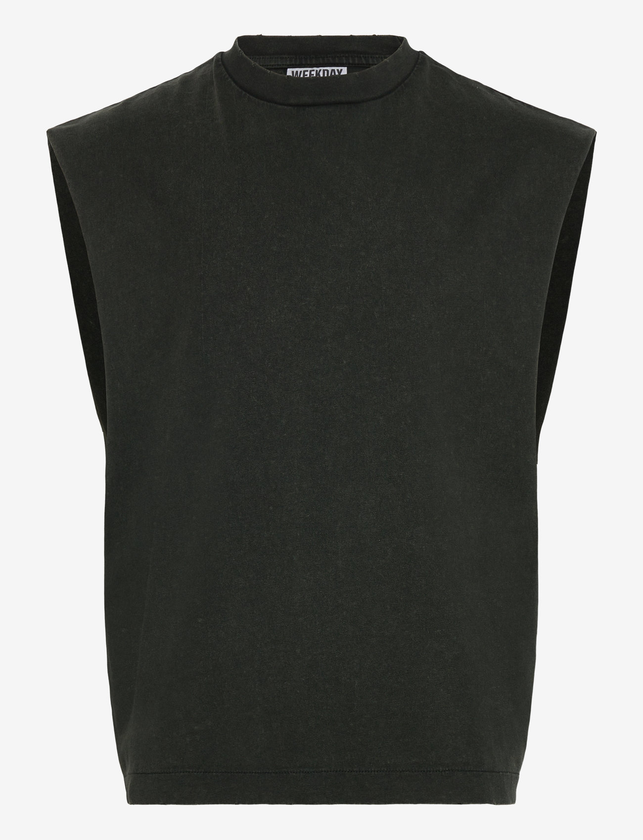 Weekday - Loose Fit Raw Hem Square Tank Top - black - 0