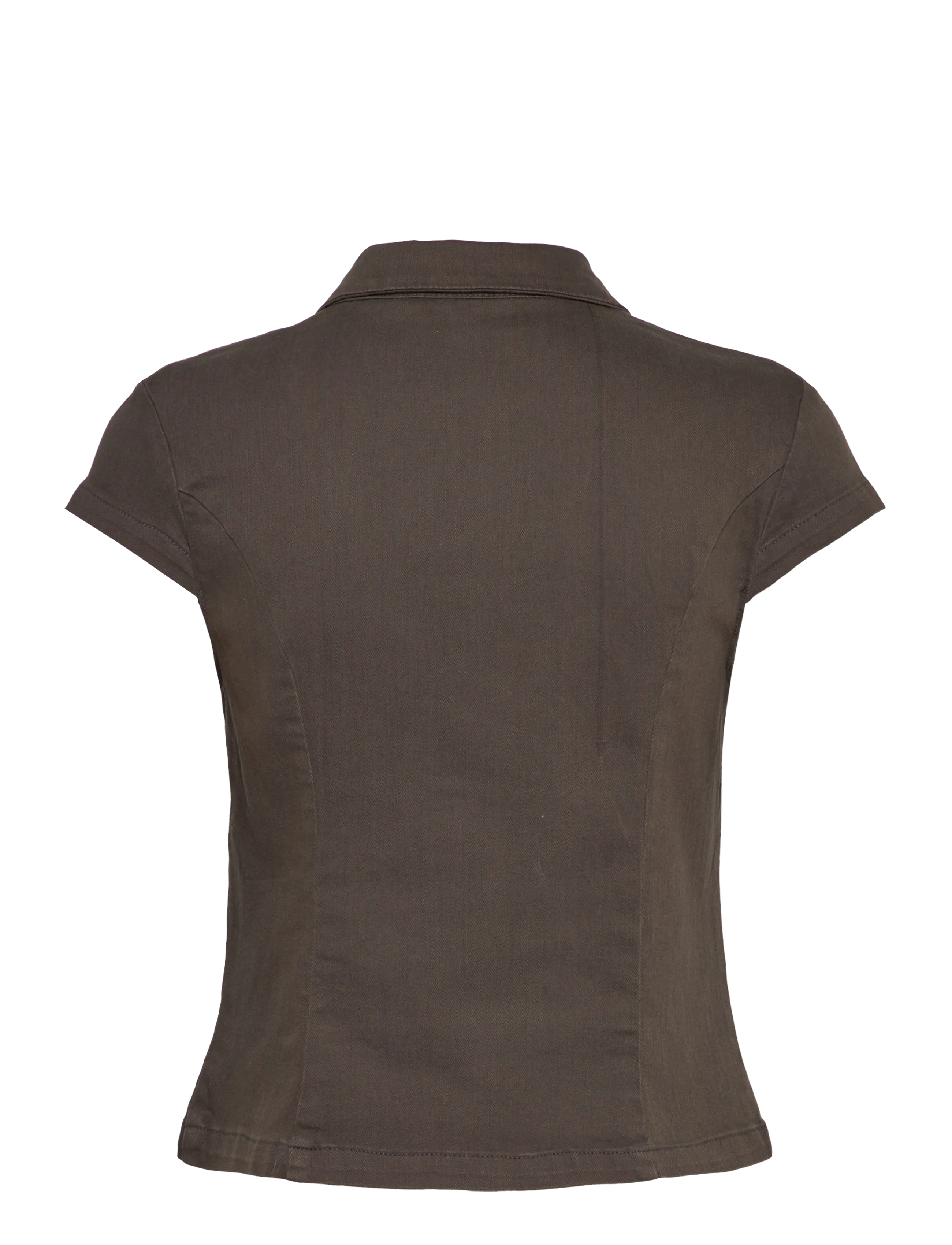 Weekday - Fitted Short-Sleeved Zip Top - kortärmade skjortor - dark grey - 1