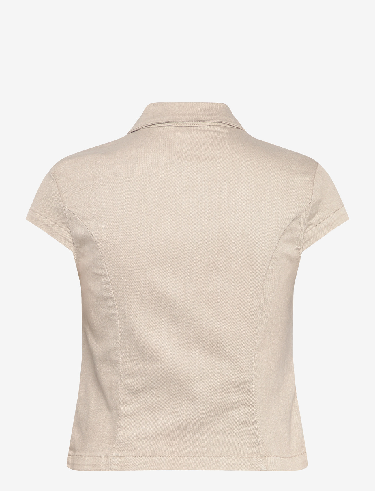 Weekday - Fitted Short-Sleeved Zip Top - lühikeste varrukatega särgid - light mole - 1