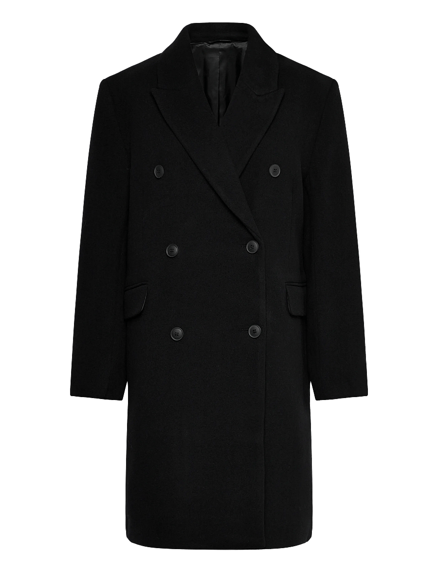 Weekday - Oversized Knee-Length Wool-Blend Coat - vinterjackor - black - 0
