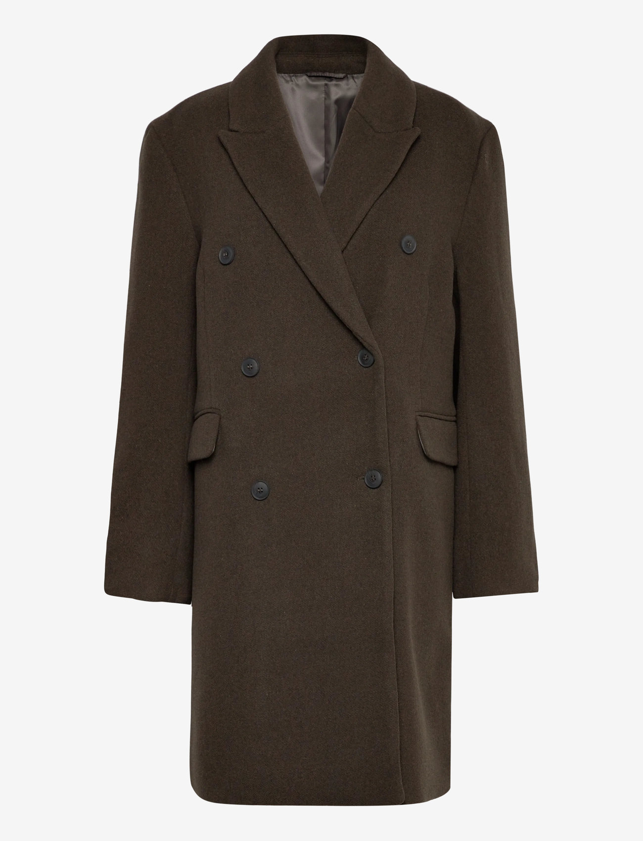 Weekday - Oversized Knee-Length Wool-Blend Coat - ullkappor - khaki green - 0