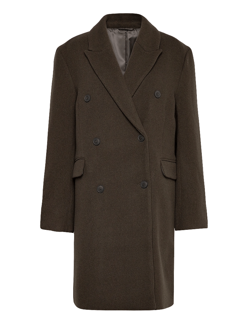 Weekday - Oversized Knee-Length Wool-Blend Coat - ullkappor - khaki green - 0