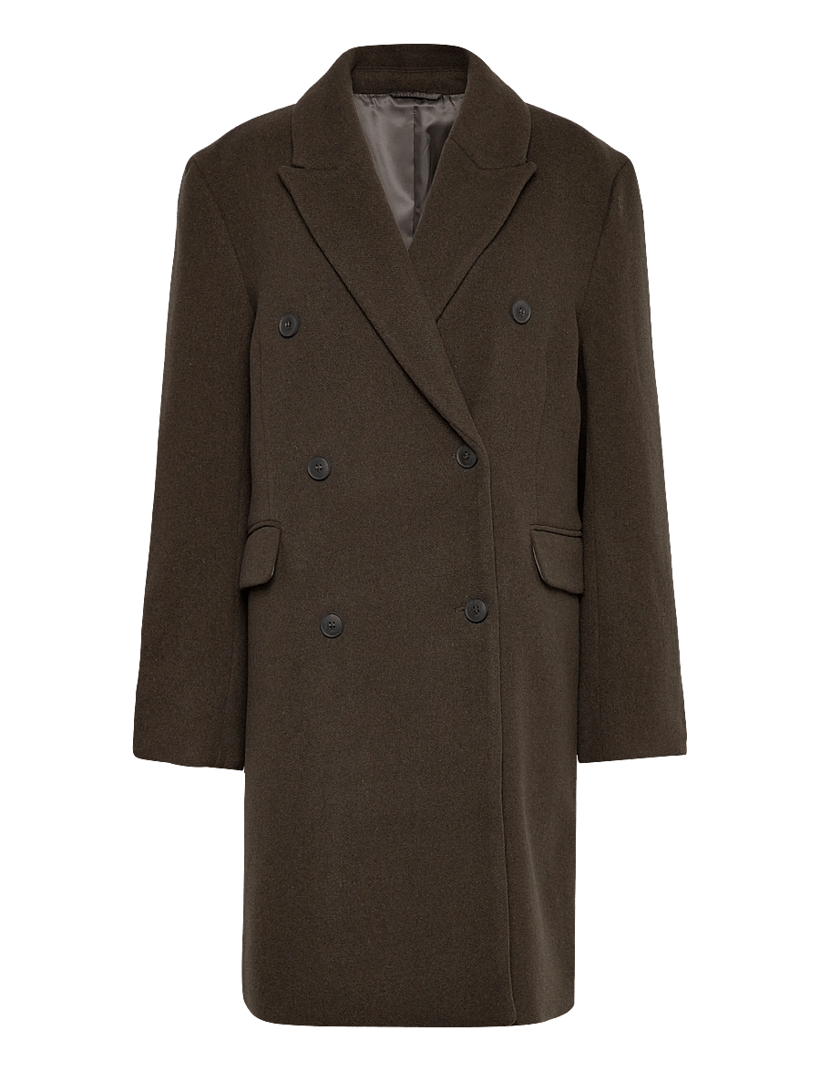 Weekday - Oversized Knee-Length Wool-Blend Coat - vinterjakker - khaki green - 0