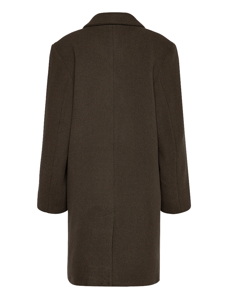 Weekday - Oversized Knee-Length Wool-Blend Coat - ullkappor - khaki green - 1