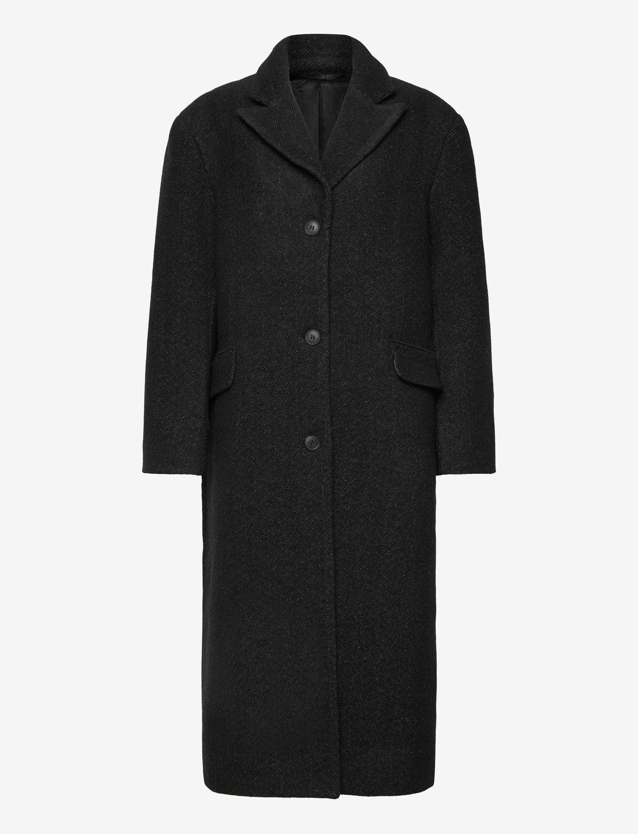 Weekday - Oversized Wool Blend Coat - winterjacken - black herringbone - 0