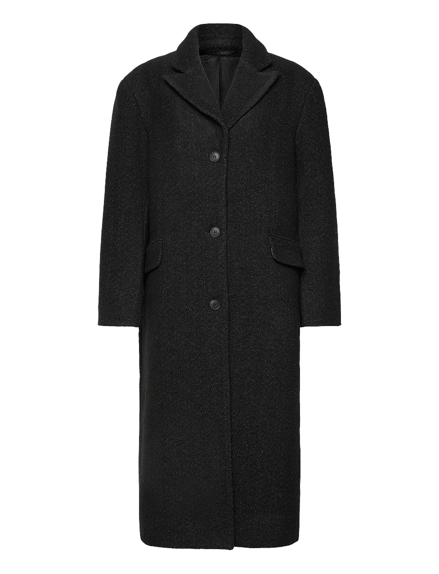 Weekday - Oversized Wool Blend Coat - winterjacken - black herringbone - 0