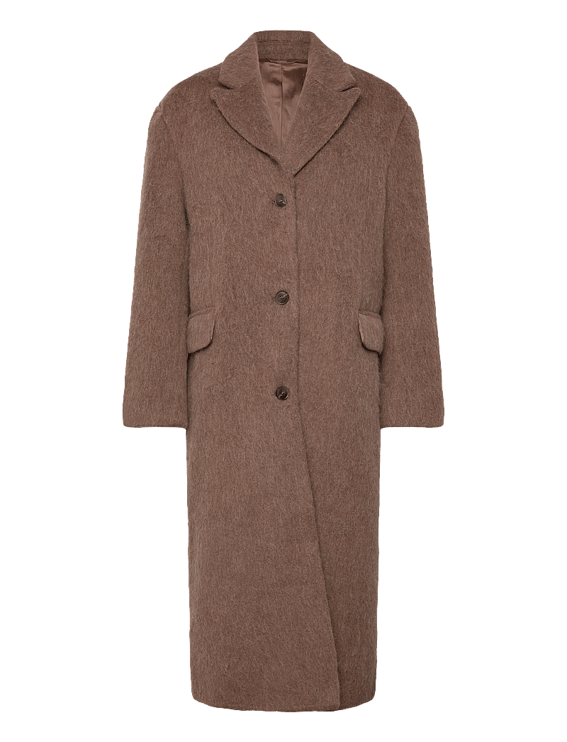 Weekday - Oversized Wool Blend Coat - ullkappor - brown - 0