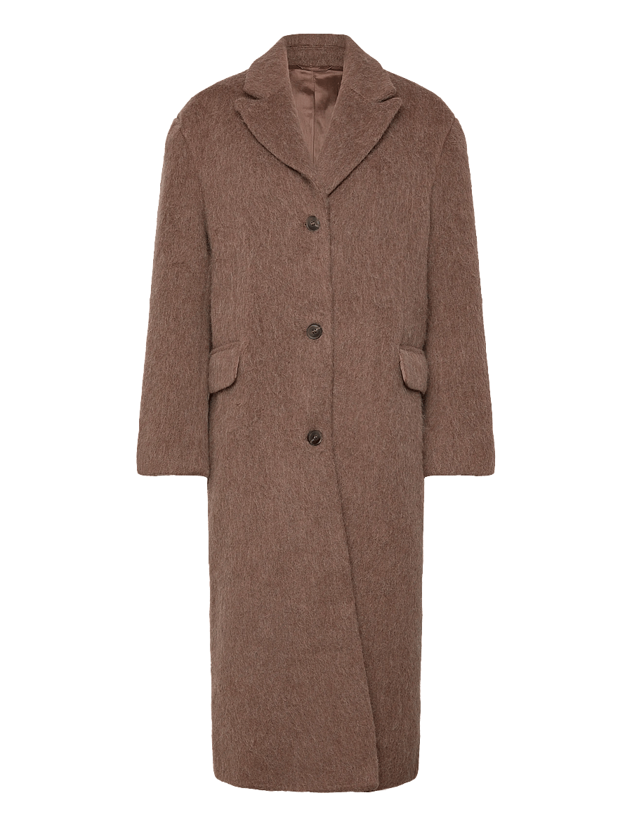 Weekday - Oversized Wool Blend Coat - winterjacken - brown - 0