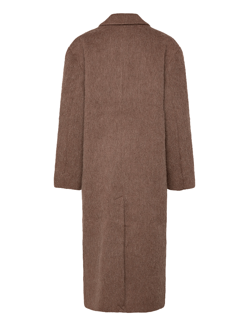 Weekday - Oversized Wool Blend Coat - ullkappor - brown - 1