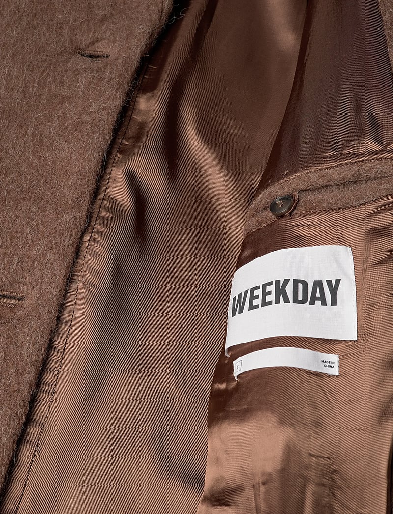 Weekday - Oversized Wool Blend Coat - ullkappor - brown - 4