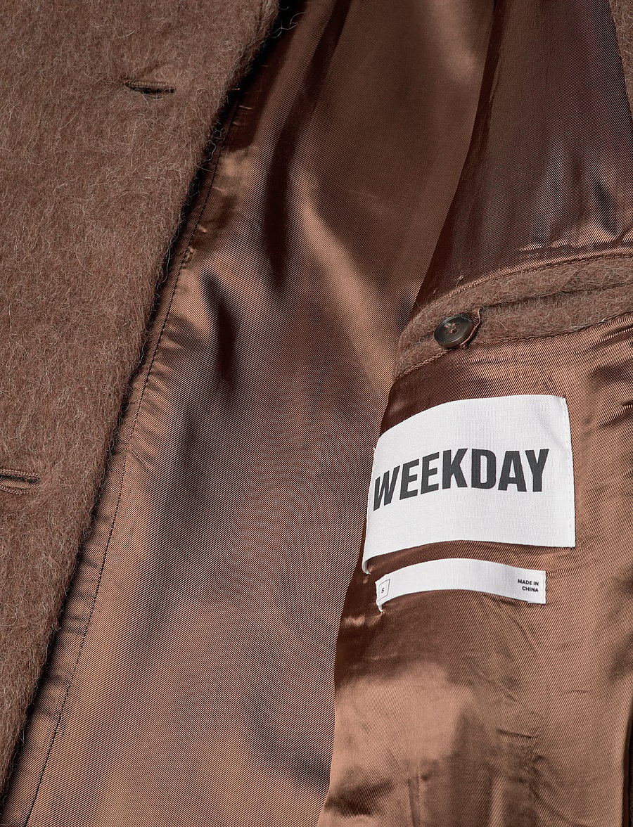 Weekday - Oversized Wool Blend Coat - winterjacken - brown - 4