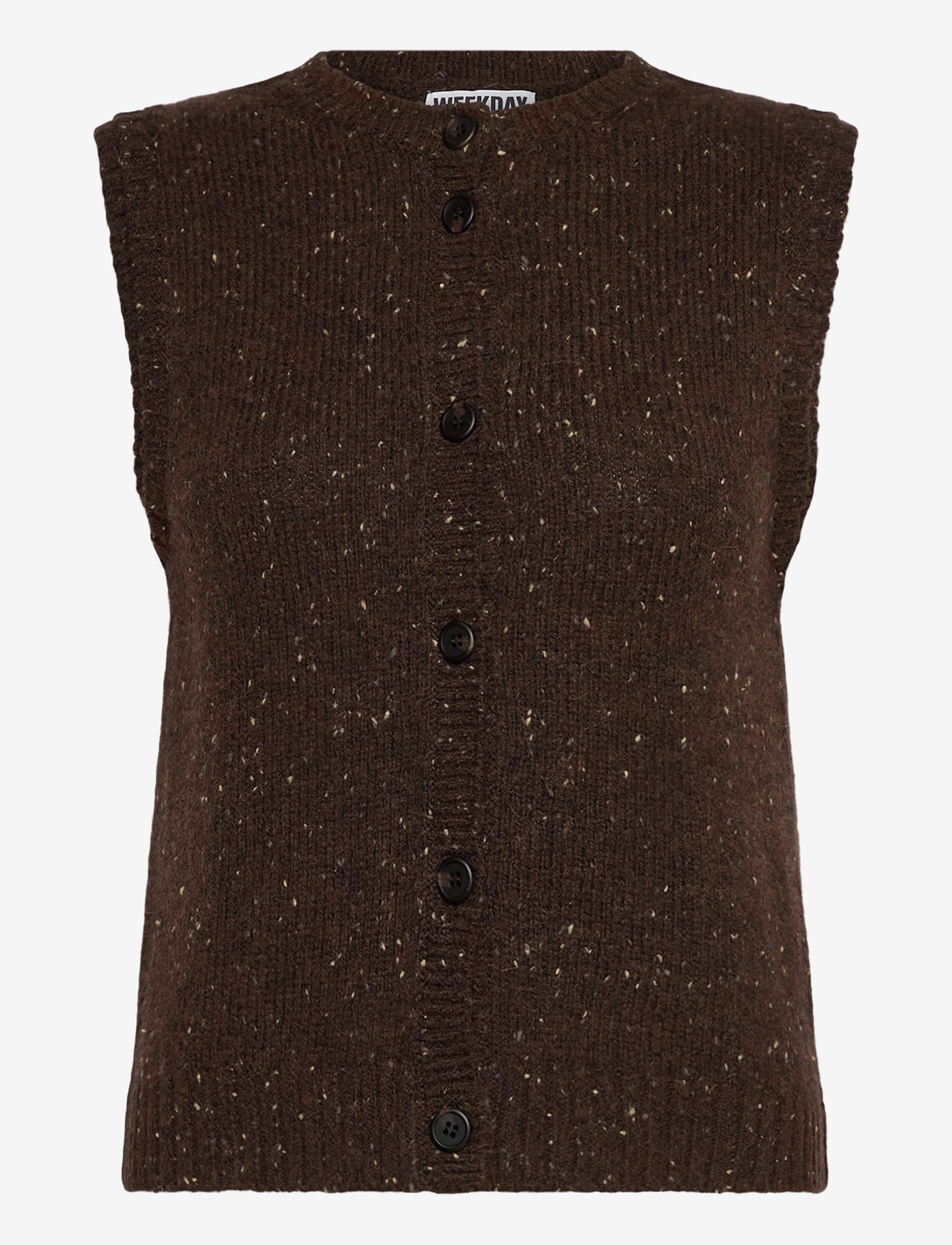 Weekday - Knitted Buttoned Wool Blend Vest - gestrickte westen - brown neps - 0